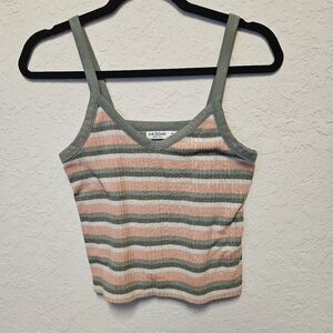 Arizona Jean Company Women's Striped Tank Top - Pink and Gray